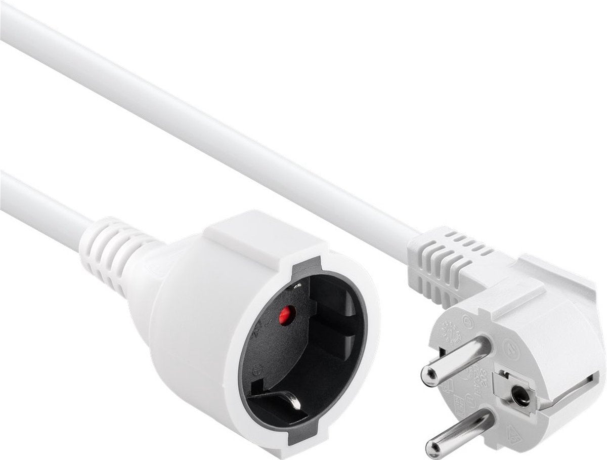 Rallonge d'alimentation avec mise à la terre Bachmann coudée - 3x 1,5 mm blanc - 7,5 mètres