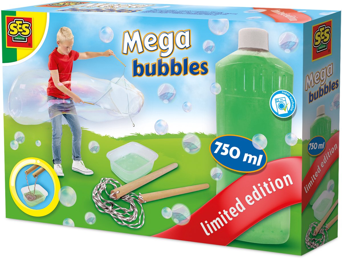 Ses creative mega bubbles - recharge souffleur à bulles - liquide - facilement lavable - pour les enfants à partir de 5 ans - 750 ml