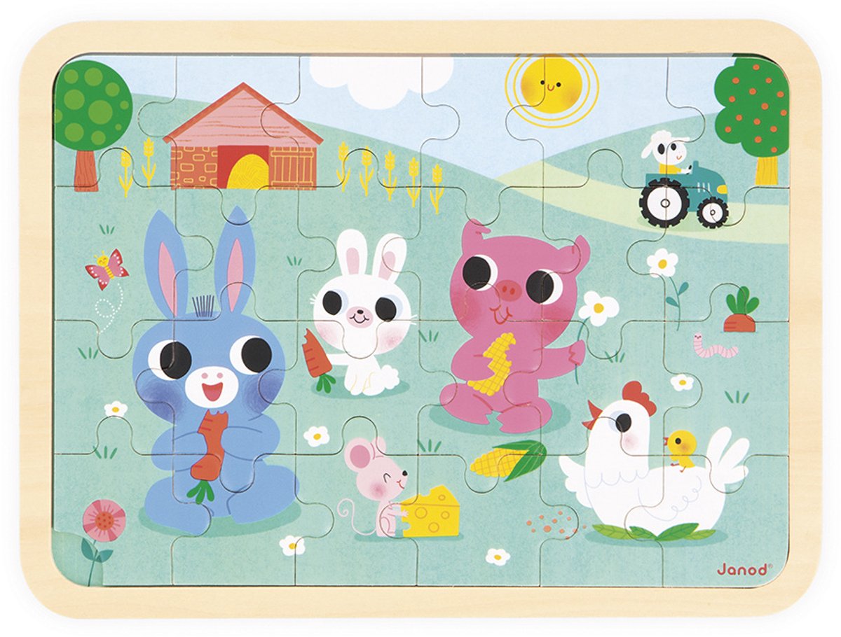 Janod - puzzle en bois - à la ferme - 24 pièces