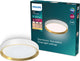 Philips LED Plafonnier Philips Hanno - technologie d'éclairage à interrupteur de scène - 24w - lumière blanc chaud - blanc avec design doré