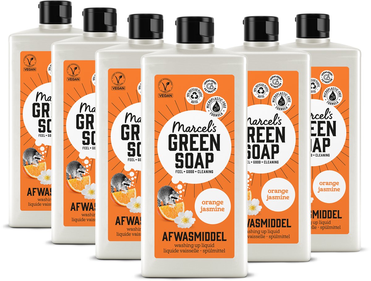 Liquide vaisselle savon vert Marcel's - jasmin orange - 6 x 500ml