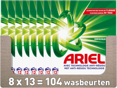Ariel lessive en poudre soluble rapide originale - 8 x 13 lavages - 8 x 715 grammes