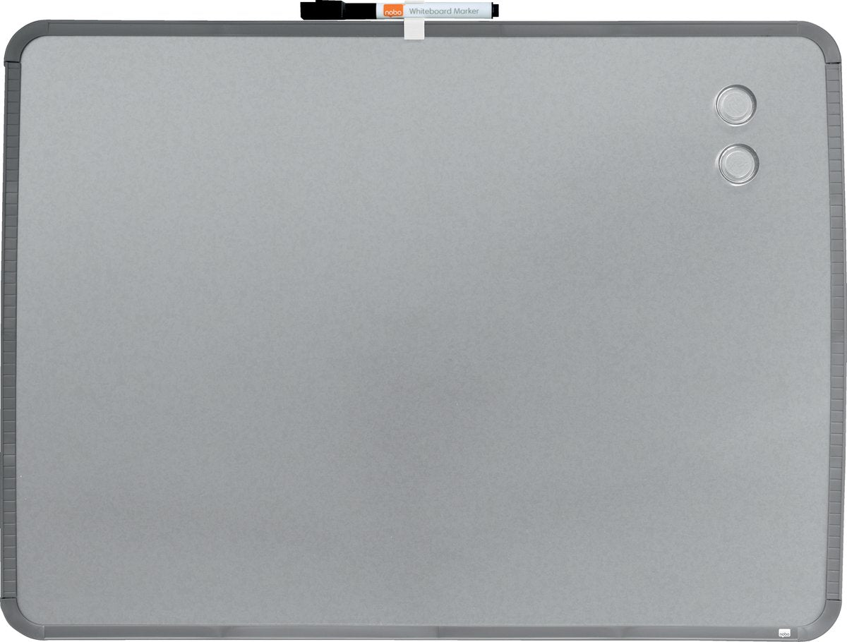 Tableau blanc magnétique Nobo avec cadre étroit argenté 58x43cm - argent