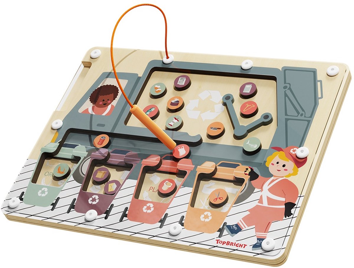 Planche d'activités en bois pour trieur de déchets Topbright