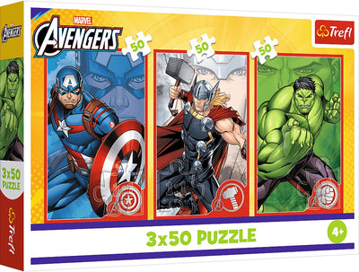 Trefl 3x50, ton héros, disney marvel the avengers fsc mix 70%, 50 pièce(s), bandes dessinées, 4 ans