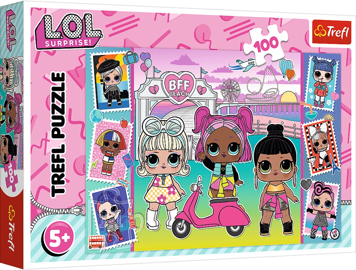 Puzzle Trefl poupées surprise mdr - 100 pièces - carton coloré.