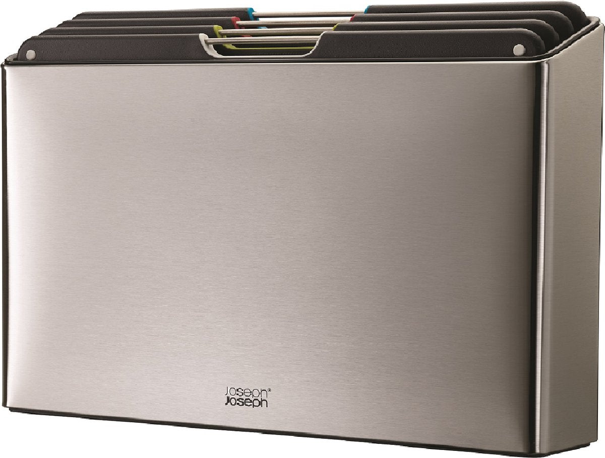 Joseph joseph - folio 4 planches à découper dans support en acier - acier inoxydable - argent