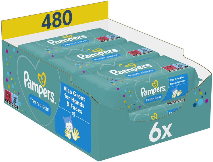 Lingettes Pampers Fresh Clean pour bébé 6 paquets = 480 lingettes