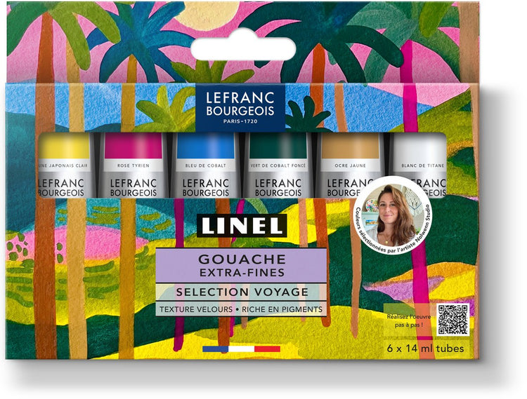 Lefranc bourgeois 302056 coffret gouache extra-fine linel « voyage » 6×14 ml | peinture gouache professionnelle