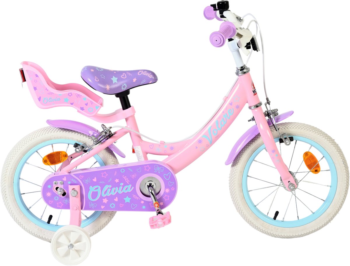Vélo pour enfants Volare Olivia - filles - 14 pouces - rose - deux freins à main