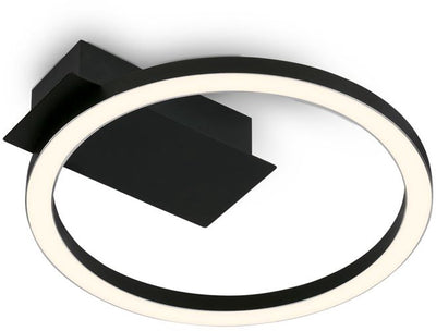 B.k.licht - plafonnier LED ring - plafonnier noir - ø21cm - lumière blanc chaud 3.000 k - 5w - 500lm