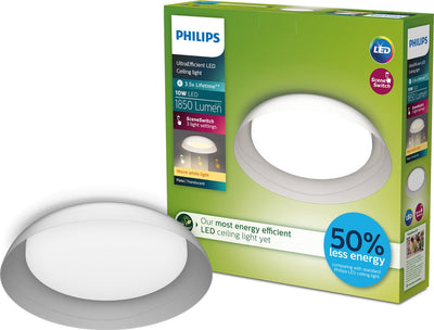 Philips LED Plafonnier Philips Fleta - ultra efficace - technologie d'éclairage à interrupteur de scène - 10w - lumière blanc chaud - design transparent - économisez sur les coûts énergétiques