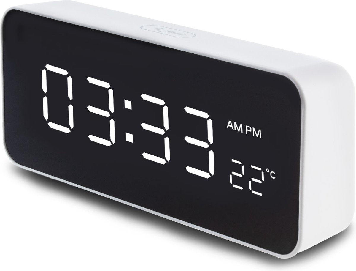 Greenblue GB397 - réveil numérique avec alarme et thermomètre - horloge - câble USB - blanc