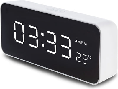 Greenblue GB397 - réveil numérique avec alarme et thermomètre - horloge - câble USB - blanc