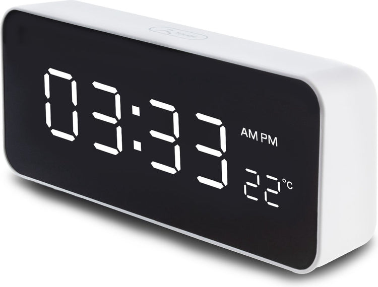Greenblue GB397 - réveil numérique avec alarme et thermomètre - horloge - câble USB - blanc