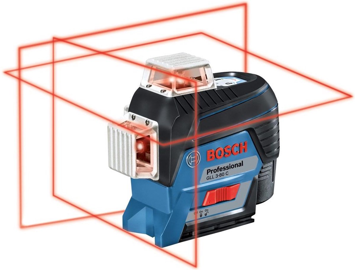 Laser ligne Bosch GLL 3-80 C 4 piles AA + adaptateur + plaque cible + étui + BT 150