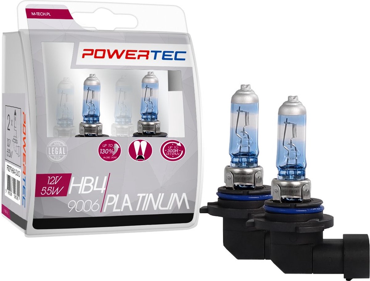 Powertec HB4 12V Platinum +130% set – éclairage de voiture extra brillant