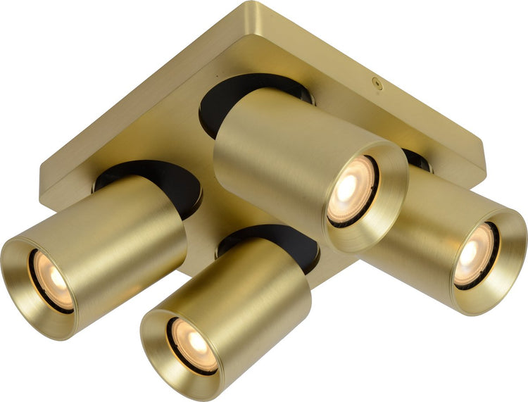 Lucide nigel - spot de plafond (plafonnier) - led dim to warm - gu10 - 4x5w 2200k 3000k - laiton doré mat