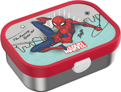 Mepal boîte à lunch bento en acier inoxydable campus - 750 ml - boîte à lunch avec compartiments pour enfants - convient pour 4 sandwichs - boîte à lunch en acier inoxydable - spiderman