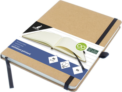 Carnet Kangaro - a5 - kraft - avec trait - avec élastique, ruban et passant pour stylo - k-552141
