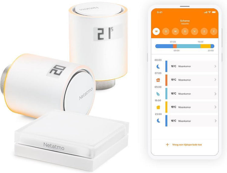 Netatmo bouton de radiateur intelligent pack de démarrage multi-pièces - 2 boutons de thermostat intelligents - fonctionne avec Google Home Apple Home Kit