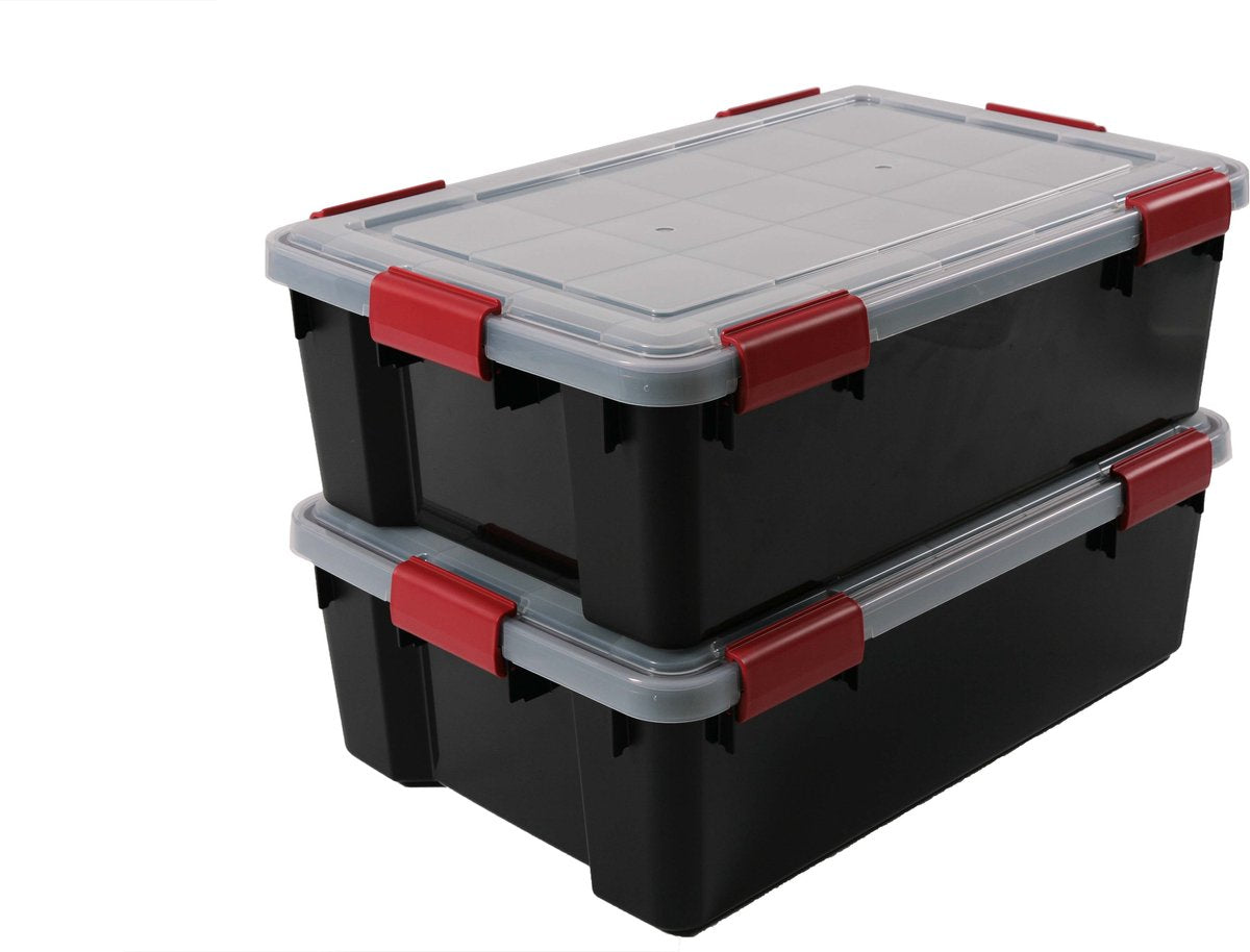 Boîte de conservation hermétique Iris - 30l - plastique - noir transparent rouge - lot de 2