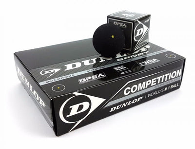 Balles de squash de compétition Dunlop point jaune - noir - 12 pièces