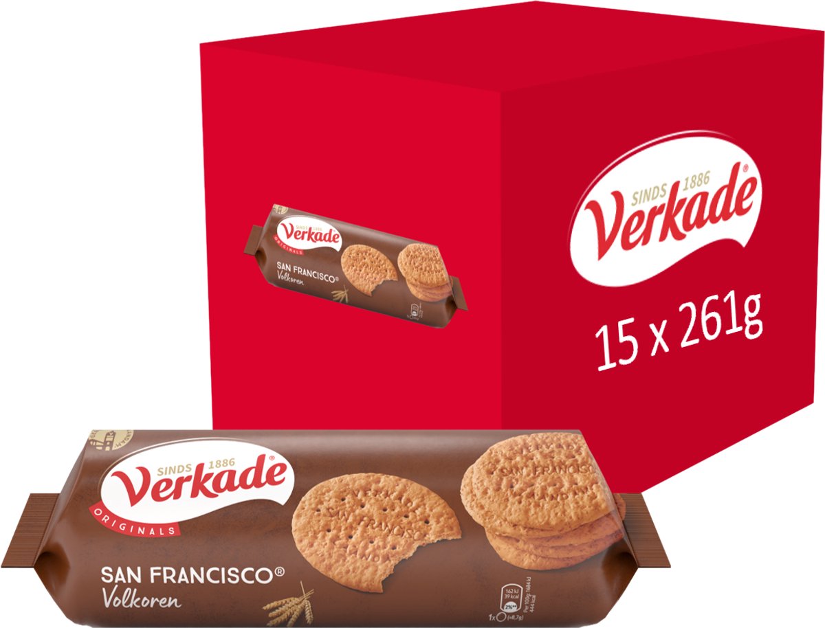 Verkade - biscuit - biscuits de blé entier San Francisco - 15 x 261 grammes