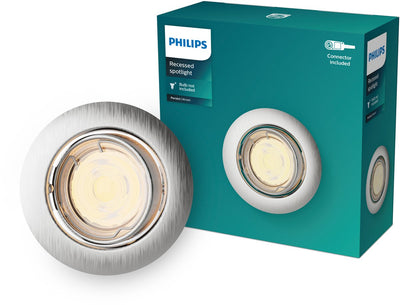 Philips LED Spot encastrable Philips Peridot - culot gu10 - nickel - rond - spot orientable