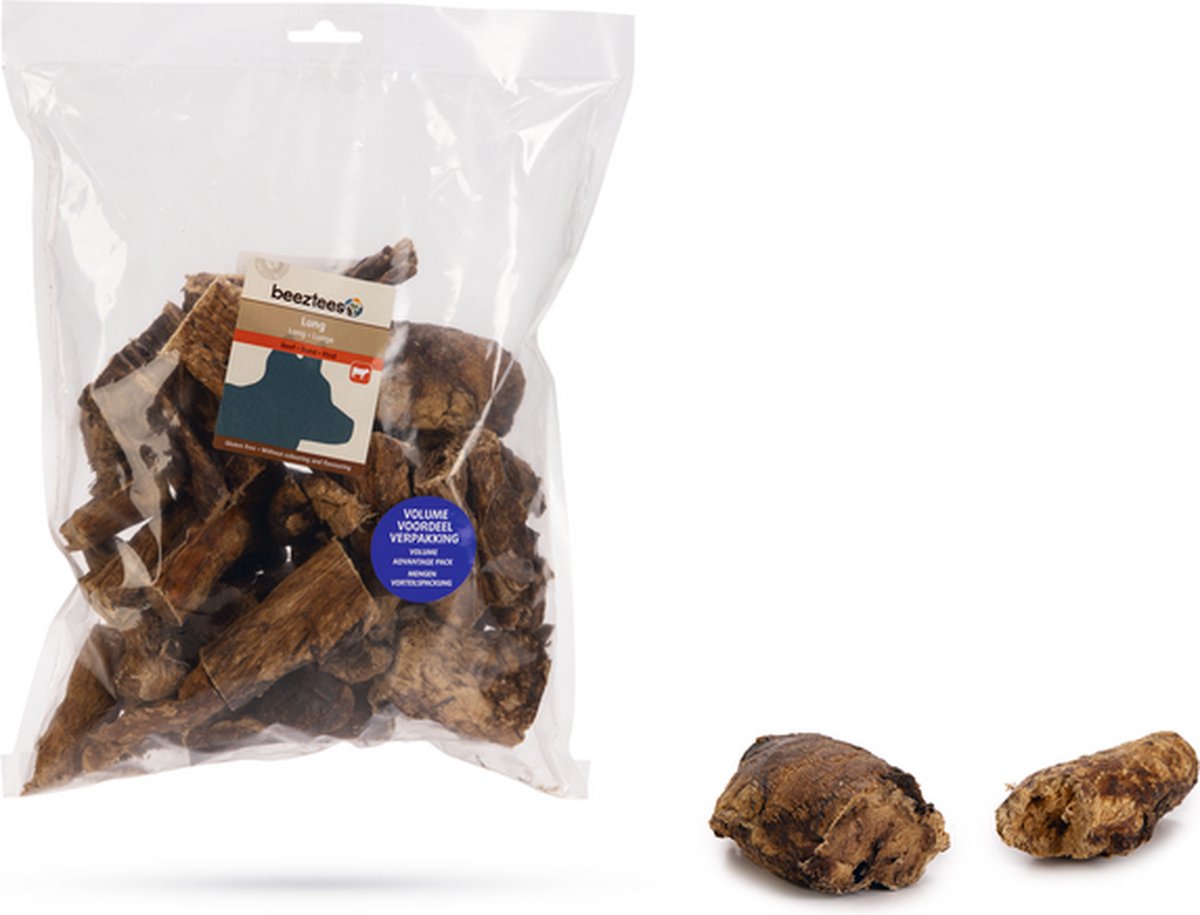 Morceaux de poumon Beeztees - naturels - collation pour chien - pack économique - 400 grammes