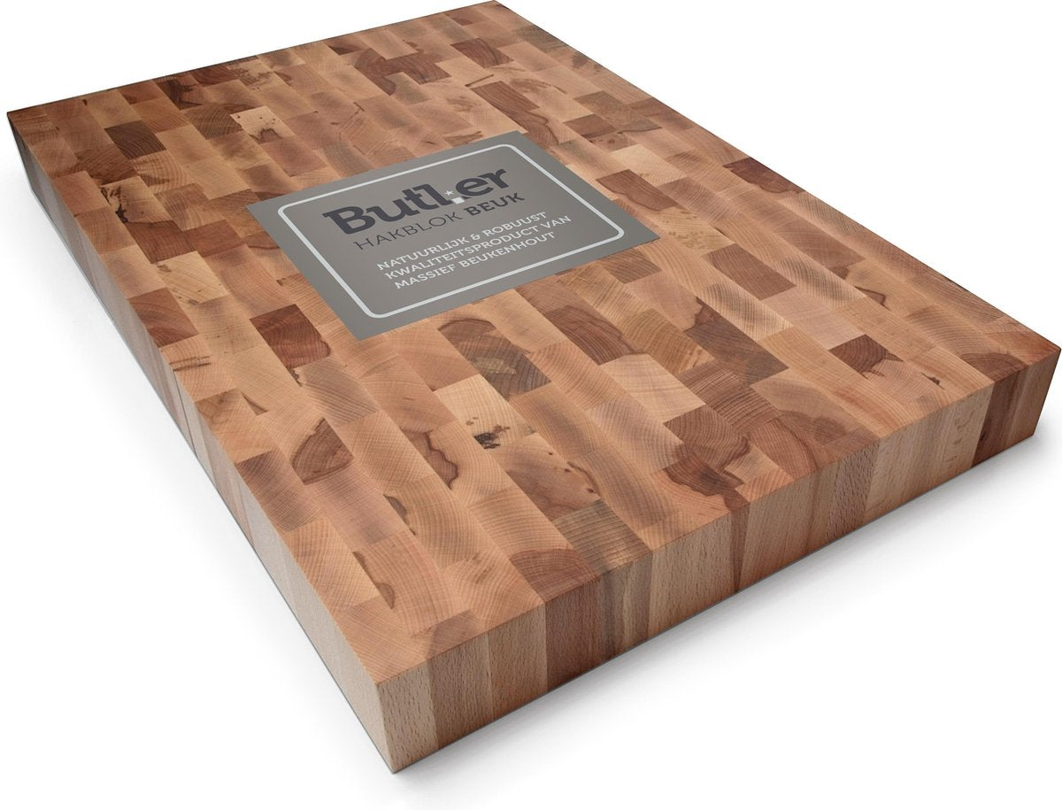 Butler - billot - bois de hêtre de bout - 60 x 40 x 6 cm