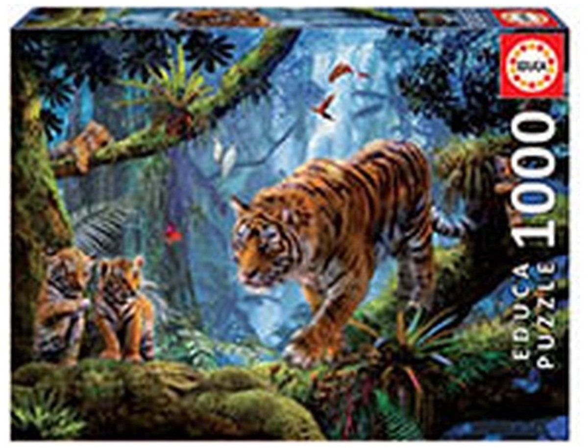Educa - puzzle - 1000 pièces - tigres dans un arbre