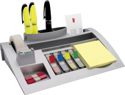 Organisateur de bureau c50 post-it 337x240x95mm gris argenté + notes, index, ruban magique