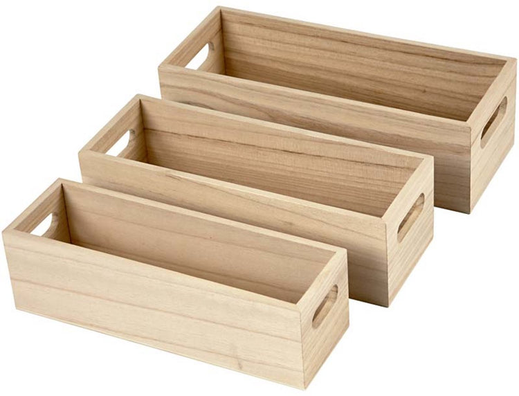 Caisses de rangement Creativ company, h : 6,5-7,5 cm, l : 22+23,5+25 cm, l : 6,5+7,5+8,5 cm, 3 pièces 1 set