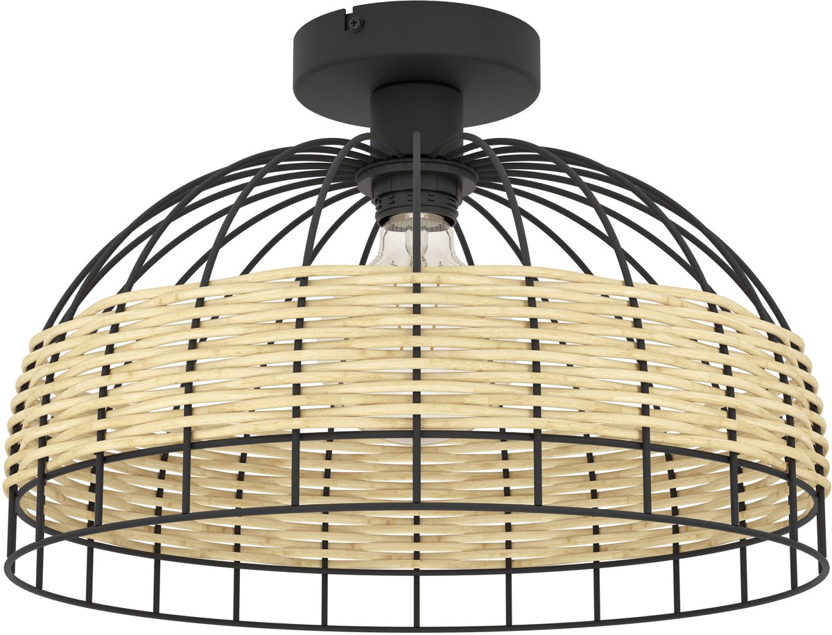 Plafonnier Eglo Anwick - e27 - ø 38 cm - rotin noir