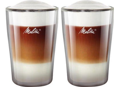 Melitta lot de 2 verres borosilicate pour latte machiatto 300 ml transparent