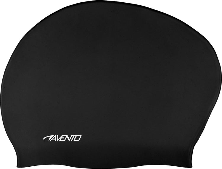 Bonnet de bain Avento pour cheveux longs - noir - adulte - silicone