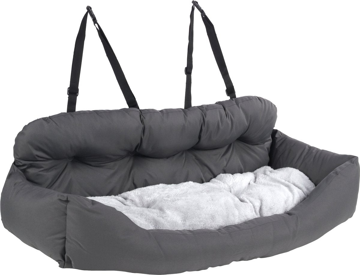 Siège auto Flamingo pour chien – siège auto orlando gris – 100x57x20cm – sûr et confortable – pour banquette arrière