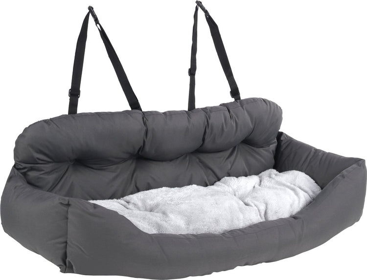 Siège auto Flamingo pour chien – siège auto orlando gris – 100x57x20cm – sûr et confortable – pour banquette arrière