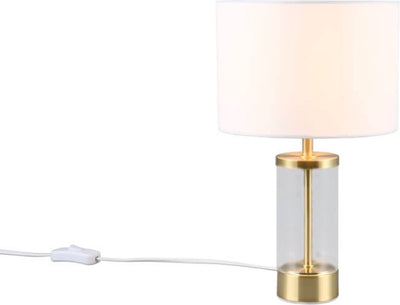 Rl vis ta lumière réalité grazia - lampe de table - laiton mat - excl. 1x e14 25w - interrupteur à cordon - abat-jour blanc