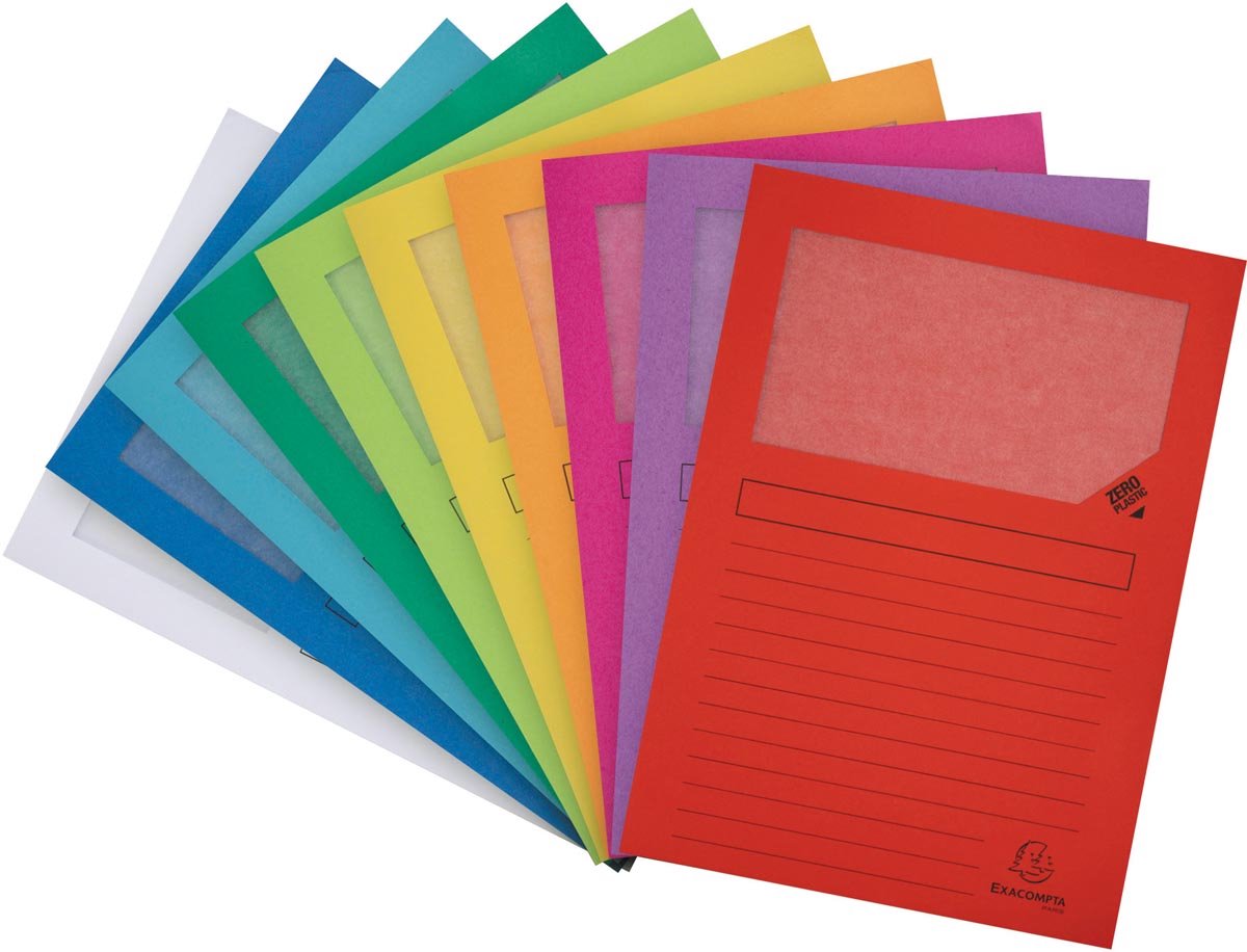 Exacompta l-folder avec fenêtre Forever couleurs assorties pack de 10 pièces