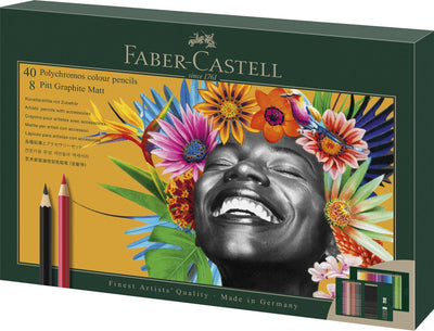 Ensemble de dessins Faber-Castell - polychromos et graphite pitt mat - 50 pièces - fc-210054