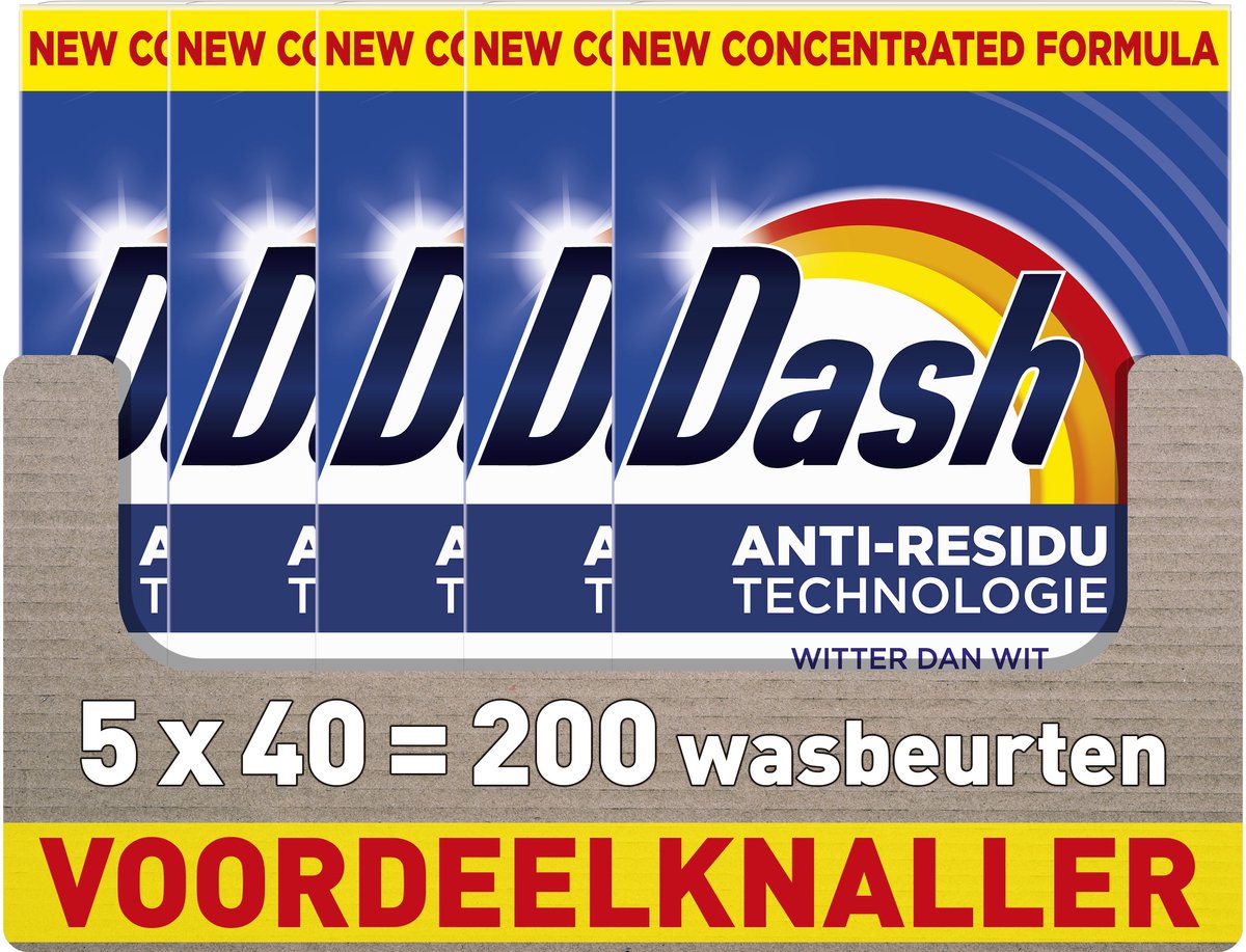 Lessive en poudre Dash - plus blanche que blanche - 5 x 40 lavages
