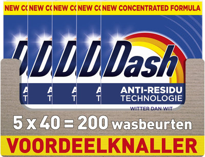 Lessive en poudre Dash - plus blanche que blanche - 5 x 40 lavages