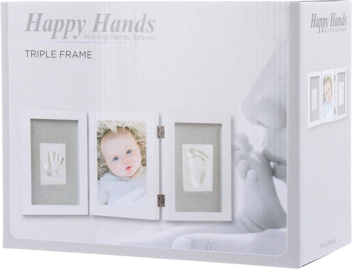 Kit triple cadre imprimé bébé mains heureuses blanc