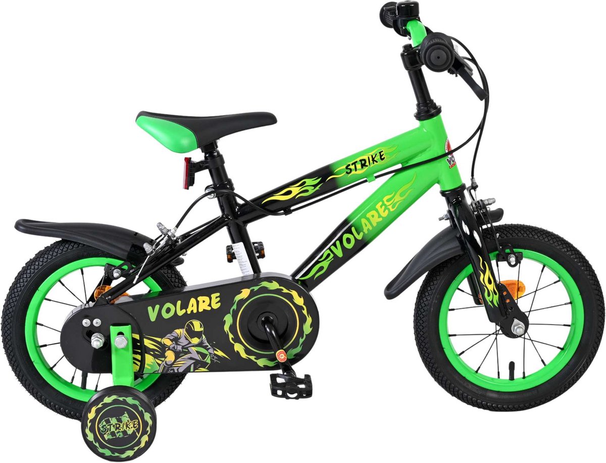 Vélo pour enfants Volare Strike - garçons - 12 pouces - noir vert - deux freins à main