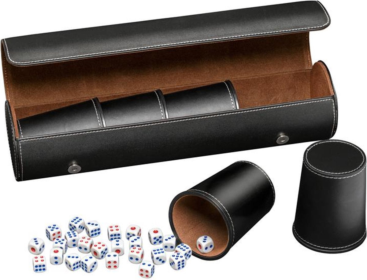Philos gobelet à dés en cuir artificiel noir (set 5 pièces)
