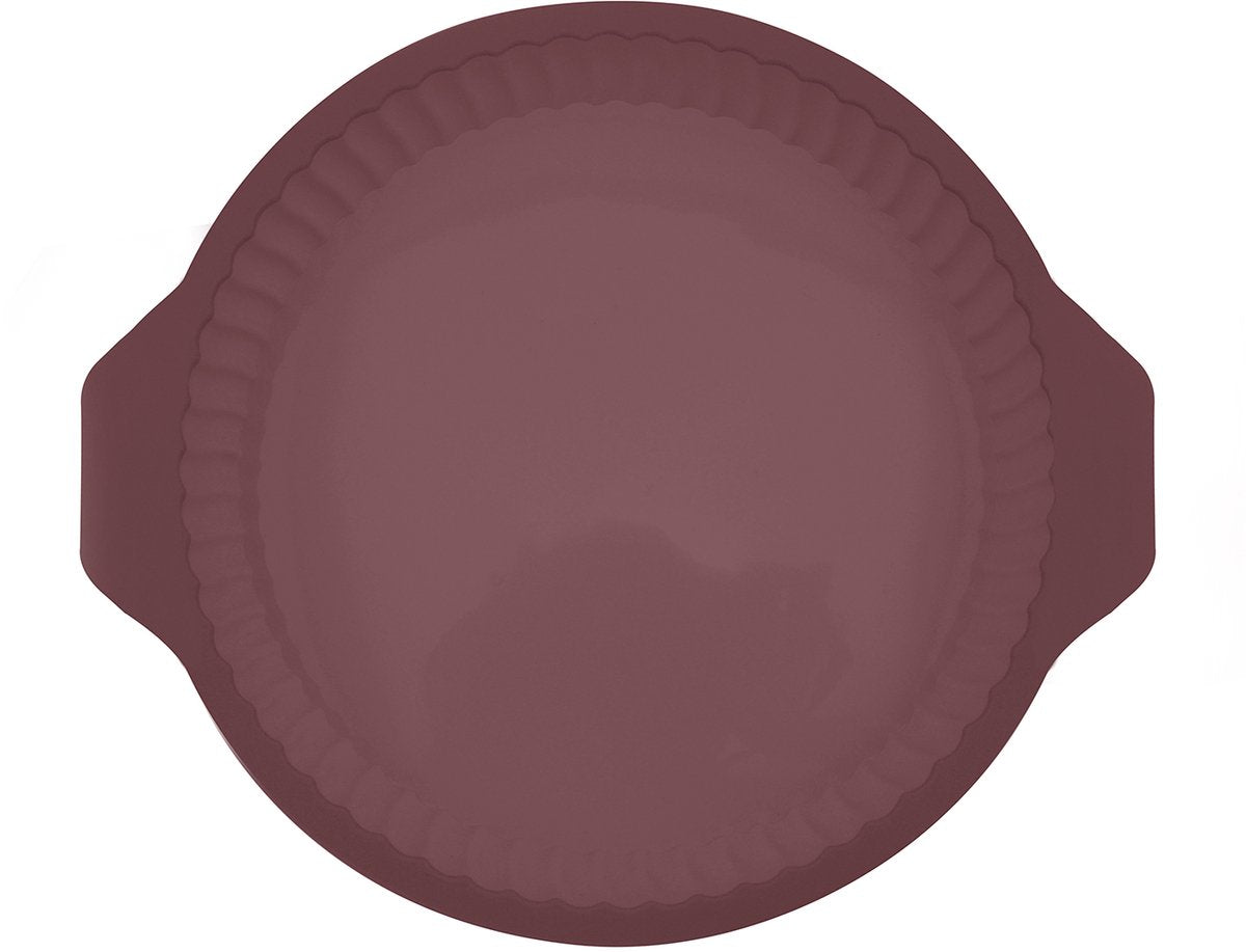 Moule à quiche rond nervuré Point-virgule en silicone platine vintage marron 24cm
