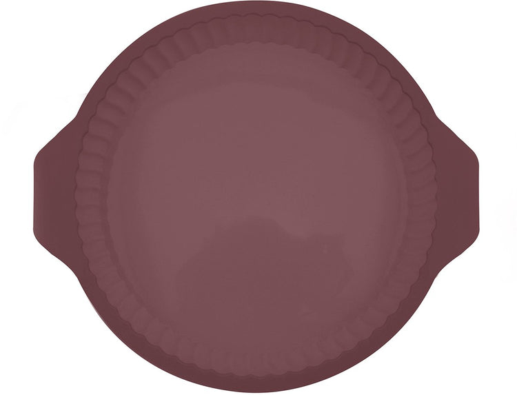 Moule à quiche rond nervuré Point-virgule en silicone platine vintage marron 24cm