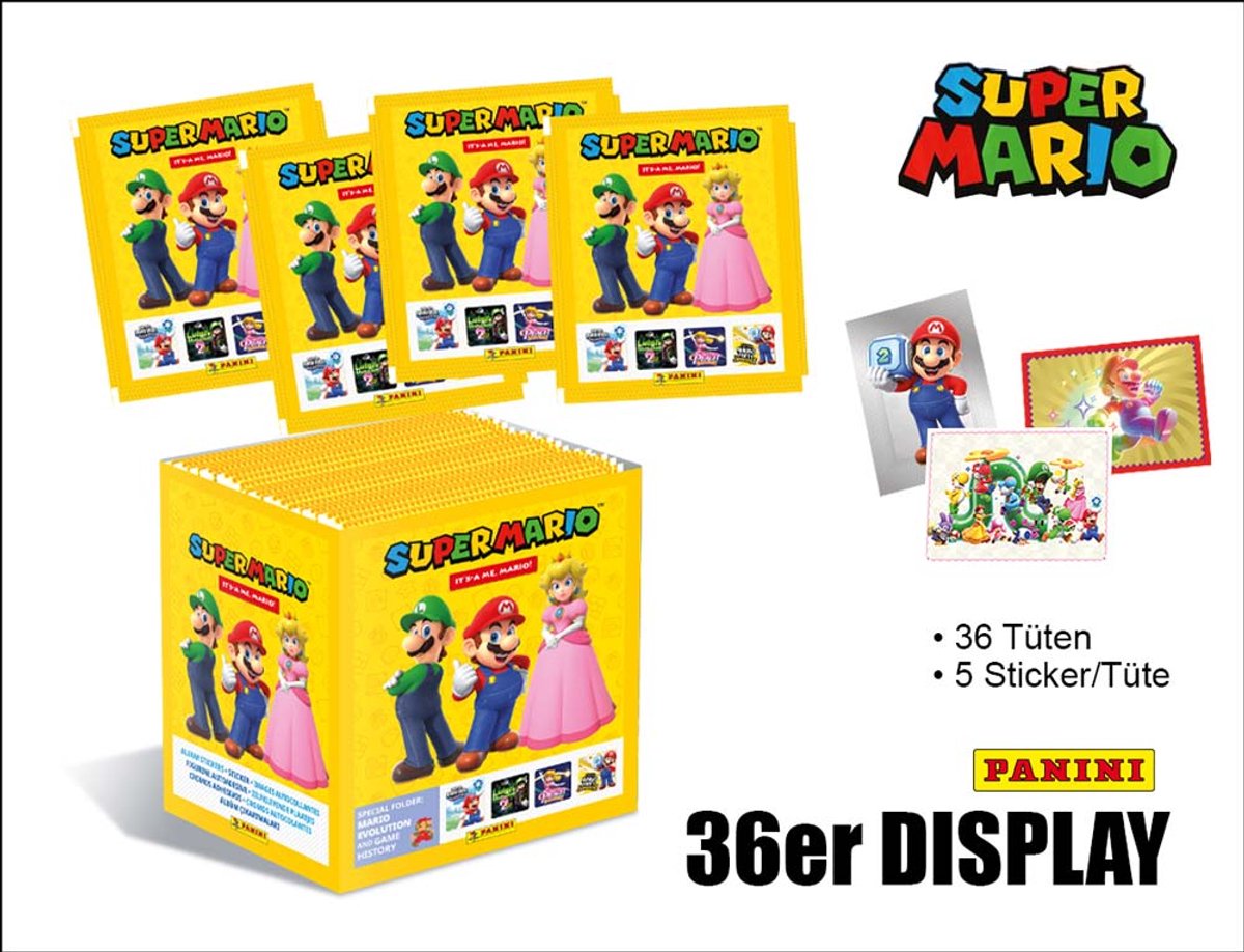 Boîte d'autocollants Panini Super Mario 2 (36) cartes à collectionner